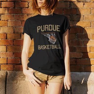 Purdue University Boilermakers Retro Faded Basketball Short Sleeve T Shirt - Black