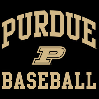 Purdue University Boilermakers Arch Logo Baseball Long Sleeve T Shirt - Black