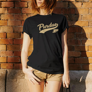 Purdue University Boilermakers Baseball Jersey Script Short Sleeve T-Shirt - Black