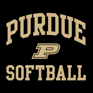 Purdue University Boilermakers Arch Logo Softball Short Sleeve T Shirt - Black