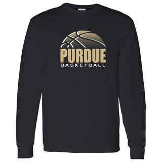 Purdue University Boilermakers Basketball Shadow Long Sleeve T Shirt- Black