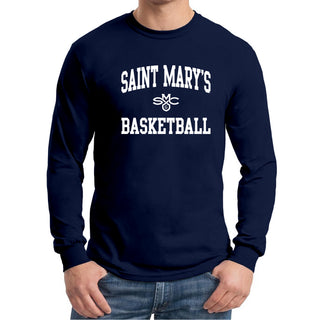 Saint Mary's College Gaels Arch Logo Basketball Long Sleeve T Shirt - Navy