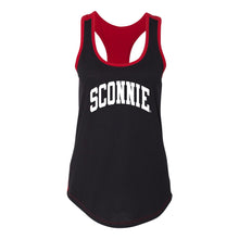 Load image into Gallery viewer, Sconnie Womens Colorblock Racerback Tank - Black/Red