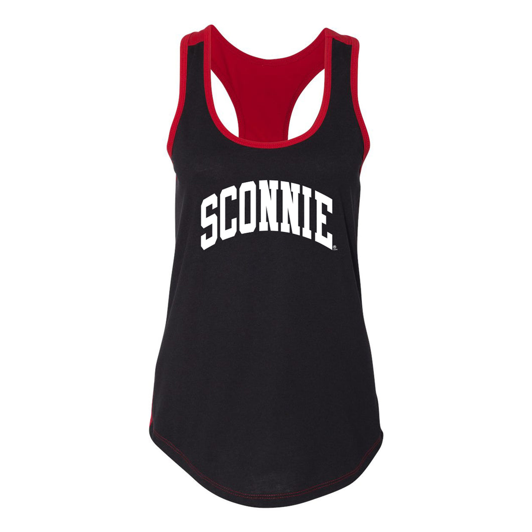 Sconnie Womens Colorblock Racerback Tank - Black/Red