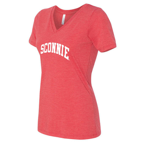 Sconnie Arch Womens Relaxed Jersey V-Neck Tee - Red Triblend