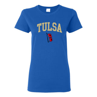 University of Tulsa Golden Hurricanes Arch Logo Cotton Womens T-Shirt - Royal