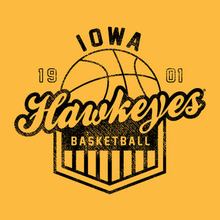 University of Iowa Hawkeyes Basketball Shield Basic Cotton Short Sleeve T-Shirt - Gold