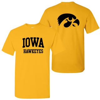 University of Iowa Hawkeyes Front Back Print Short Sleeve T Shirt - Gold