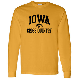 University of Iowa Hawkeyes Arch Logo Cross Country Long Sleeve T Shirt- Gold