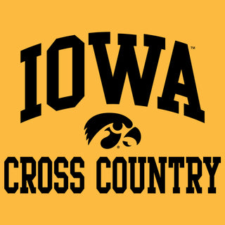 University of Iowa Hawkeyes Arch Logo Cross Country Long Sleeve T Shirt- Gold