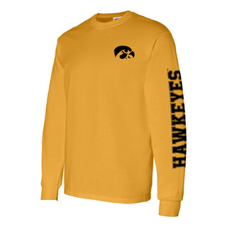 Iowa Hawkeyes Double Sleeve Print Long Sleeve Shirt - Gold