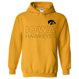 Modern Outline Iowa Hawkeyes Heavy Blend Hoodie - Gold