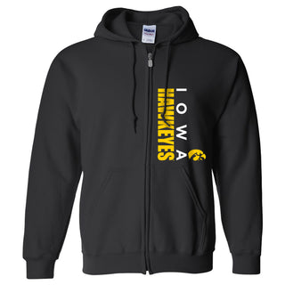 University of Iowa Hawkeyes Vertical Block Left Chest Full Zip Hoodie - Black