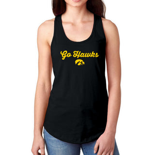 University of Iowa Hawkeyes Spirited Script Racerback Tank Top - Black