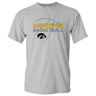 University of Iowa Hawkeyes Basketball Sketch Basic Cotton Short Sleeve T Shirt - Sport Grey