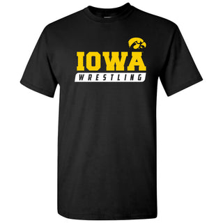 University of Iowa Hawkeyes Wrestling Slant Short Sleeve T Shirt - Black