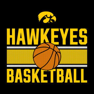 University of Iowa Hawkeyes Basketball Mesh Basic Cotton Short Sleeve T Shirt - Black