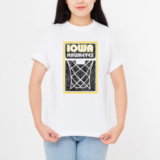 University of Iowa Hawkeyes Basketball Net Block T Shirt - White