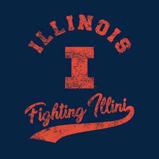 University of Illinois Fighting Illini Retro Script Canvas T-Shirt - Solid Navy