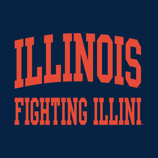University of Illinois Fighting Illini Front and Back Print Cotton T-Shirt - Navy