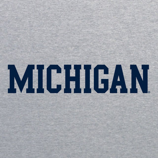 Basic Block University of Michigan Womens Basic Cotton Long Sleeve T Shirt - Sport Grey