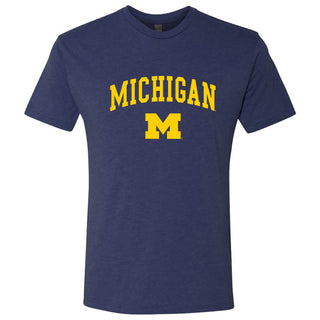 Arch Logo University of Michigan Triblend Short Sleeve T Shirt - Vintage Navy