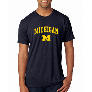 Arch Logo University of Michigan Triblend Short Sleeve T Shirt - Vintage Navy