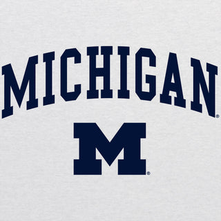 Michigan Wolverines Arch Logo 3/4-Sleeve Raglan - Htr White/Prem Htr