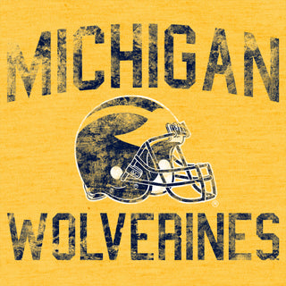 Michigan Faded Football Helmet Triblend T-Shirt - Yellow Gold Triblend
