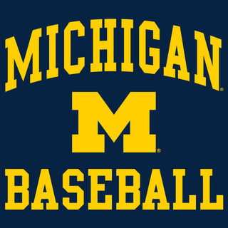 Michigan Wolverines Arch Logo Baseball Hoodie - Navy