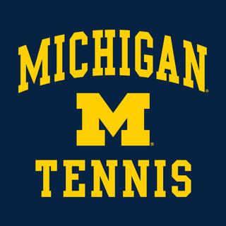Arch Logo Tennis University of Michigan Basic Cotton Short Sleeve T Shirt - Navy