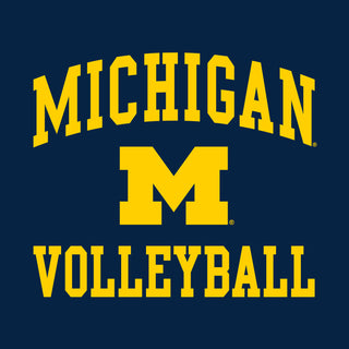 University of Michigan Wolverines Arch Logo Volleyball Short Sleeve T-Shirt - Navy