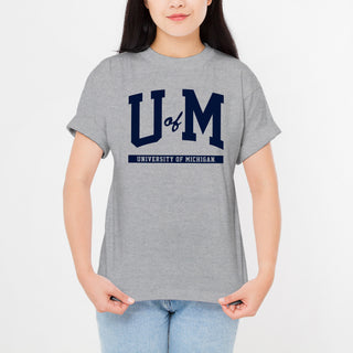 University of Michigan Wolverines Initial Arch T-Shirt - Sport Grey