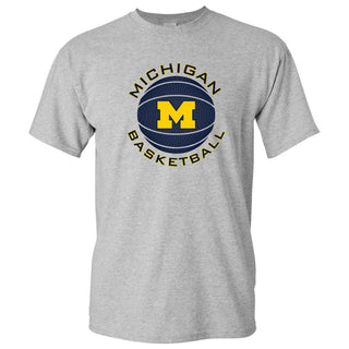 Michigan Basketball Circle Logo Basic Cotton Short Sleeve T Shirt - Sport Grey