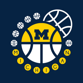 Basketball Orbit University of Michigan Basic Cotton Short Sleeve T Shirt - Navy