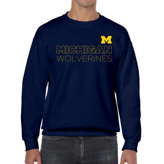 Modern Outline University of Michigan Heavy Blend Crewneck Sweatshirt - Navy