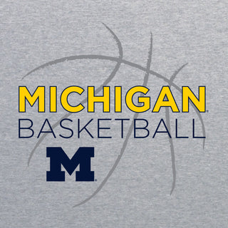 Basketball Sketch University of Michigan Basic Cotton Short Sleeve T Shirt - Sport Grey
