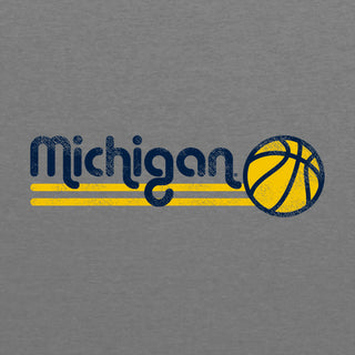 Basketball Bubble University of Michigan Raglan T Shirt - Premium Heather / Vintage Navy