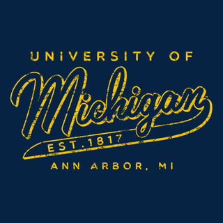 University of Michigan Road Trip Script Heavy Blend Hoodie - Navy