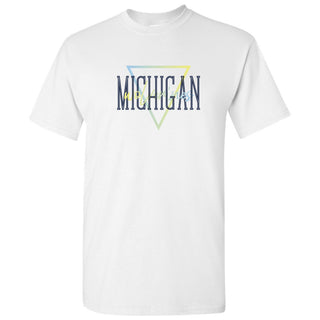 University of Michigan Wolverines Gradient Triangle Basic Cotton Short Sleeve T Shirt - White