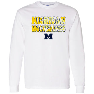 Michigan Tie Dye Type Long Sleeve - White