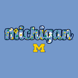 Michigan Flower Pattern State Long Sleeve - C Blue