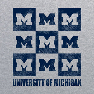 Michigan Wolverines Checkerbox Crewneck Sweatshirt - Sport Grey
