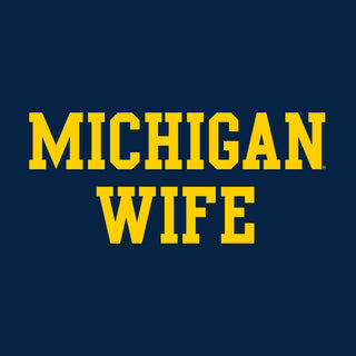 Michigan Wolverines Basic Block Wife Women's T Shirt - Navy