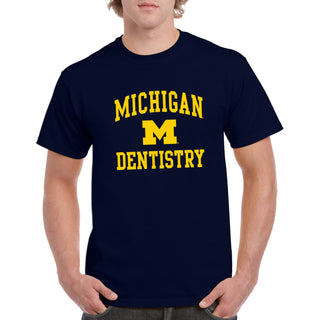 Arch Logo Dentistry University of Michigan Basic Cotton Short Sleeve T-Shirt - Navy