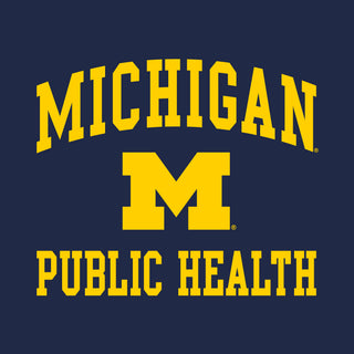 Arch Logo Public Health University of Michigan Basic Cotton Short Sleeve T-Shirt - Navy