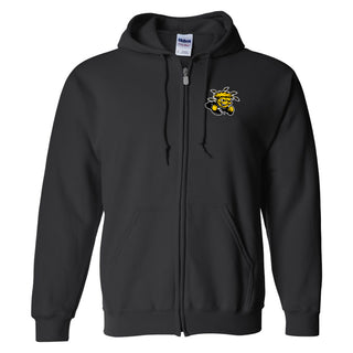 Wichita State University Shockers Primary Logo Left Chest Full Zip Hoodie - Black