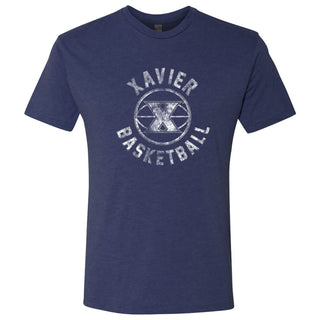 Xavier University Musketeers Basketball Distress Short Sleeve T-Shirt - Vintage Navy